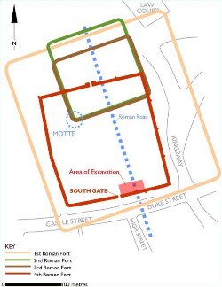 Outline plan of the four forts at Cardiff. cardiffcastlelayout