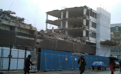 Demolition of the Hayes Post Office in 2006. Demolition of the Hayes